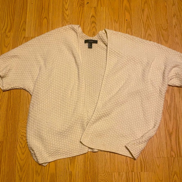 Forever 21 white short sleeve cardigan sz L - Picture 2 of 4